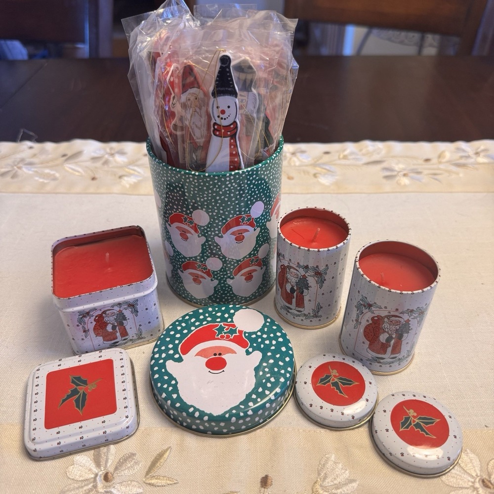 Vintage Christmas 1993 ~ Original Packaging ~Tins~ Lee Ward Wooden Ornaments